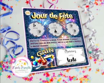 carte à gratter "Jour de Fête" - texte personnalisable toutes occasions : mariage - grossesse - parrain - marraine - témoin - cadeau...