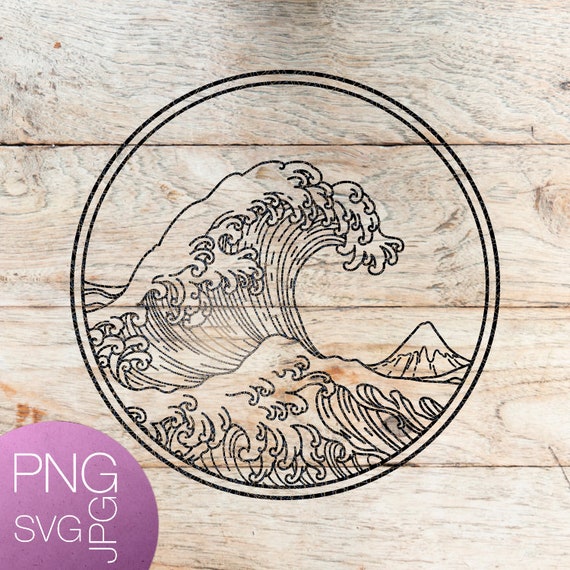 Download The Great Wave Svg Kanagawa Wave Ocean Design Silhouette Etsy