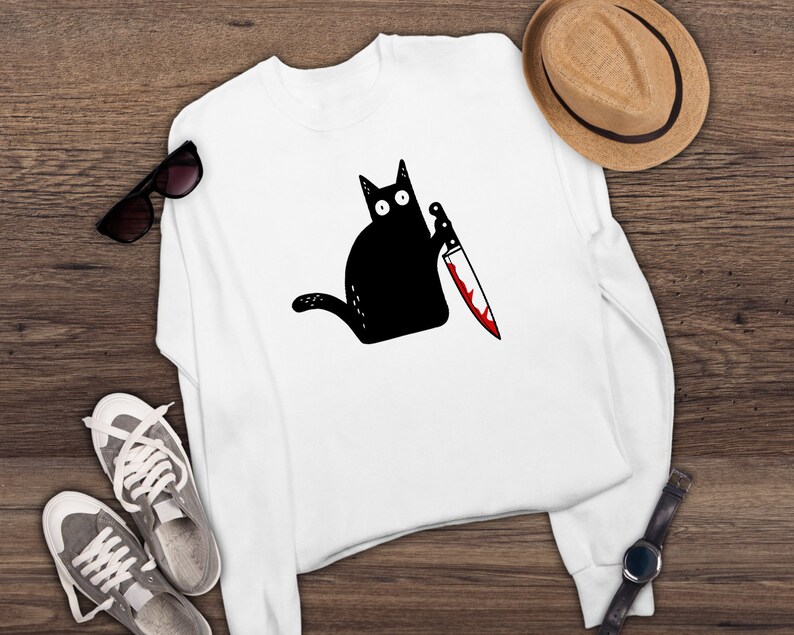 Cat svg cat with knife svg knife svg black cat svg kitty svg Etsy