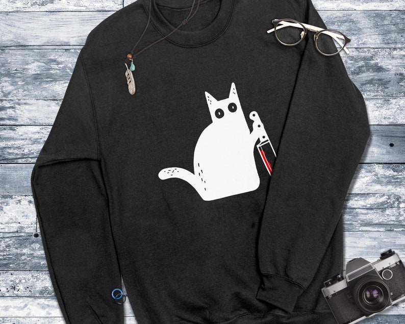 Cat svg cat with knife svg knife svg black cat svg kitty svg Etsy