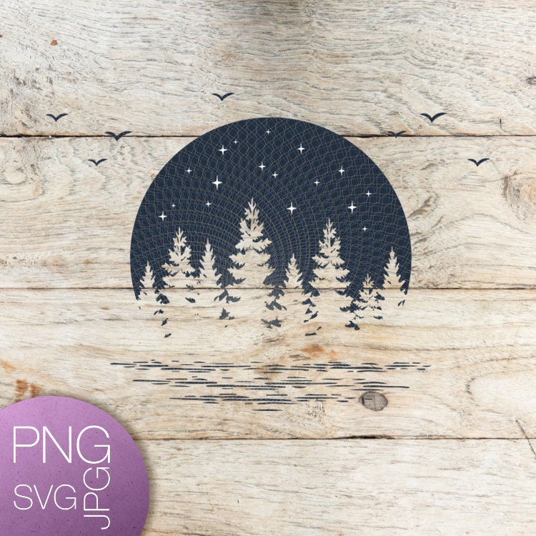 Download Starry Night Svg Stars Svg Sky Svg Night Svg Forest Svg Trees Etsy