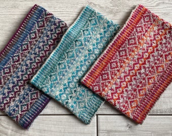 4 ply Fair Isle Cowl Knitting Pattern, digital download.