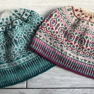 4-ply Fair Isle Hat Style 2 Knitting Pattern, digital download.