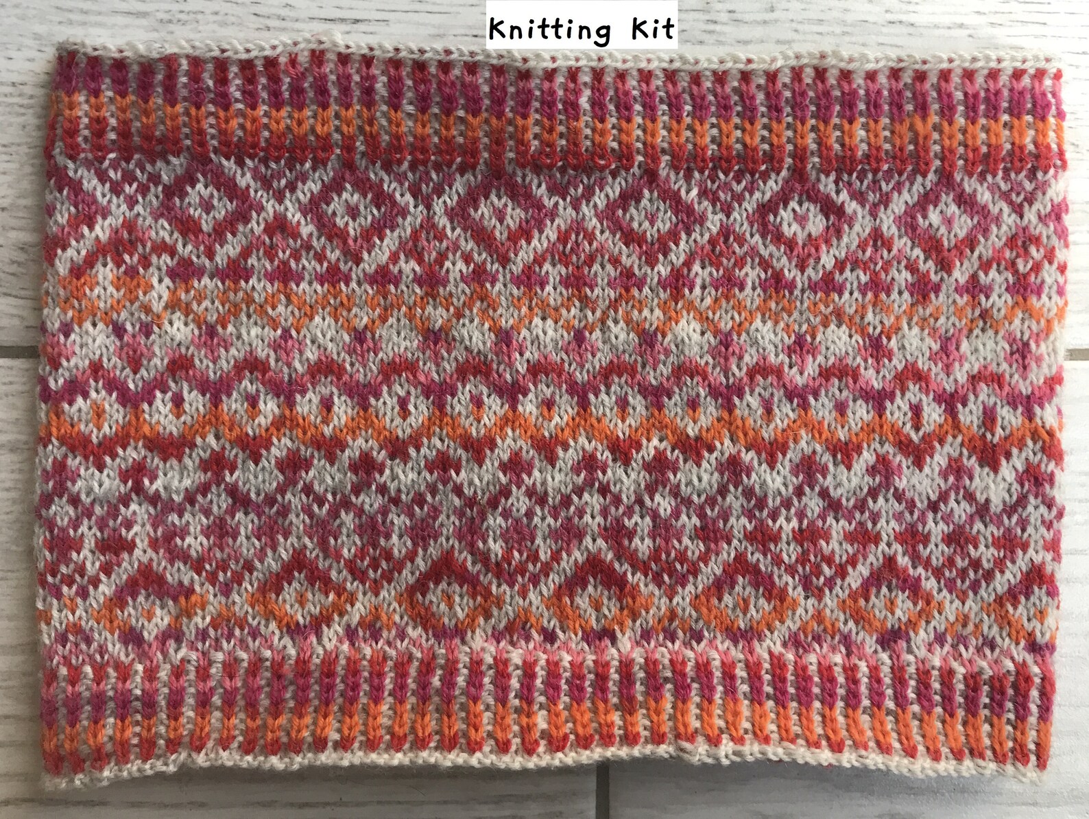 Fair Isle Cowl Knitting Kit in 4ply Orange Variegated with or Etsy