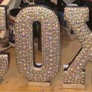 Letters (blinged Silver W Clear Iridescent Gems) (without Stands) - Etsy