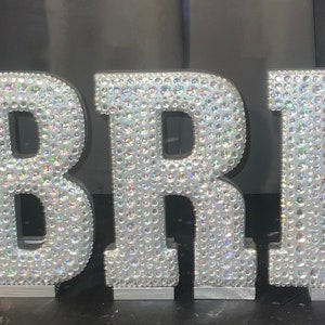 Letters (blinged Silver W Clear Iridescent Gems) (without Stands) - Etsy
