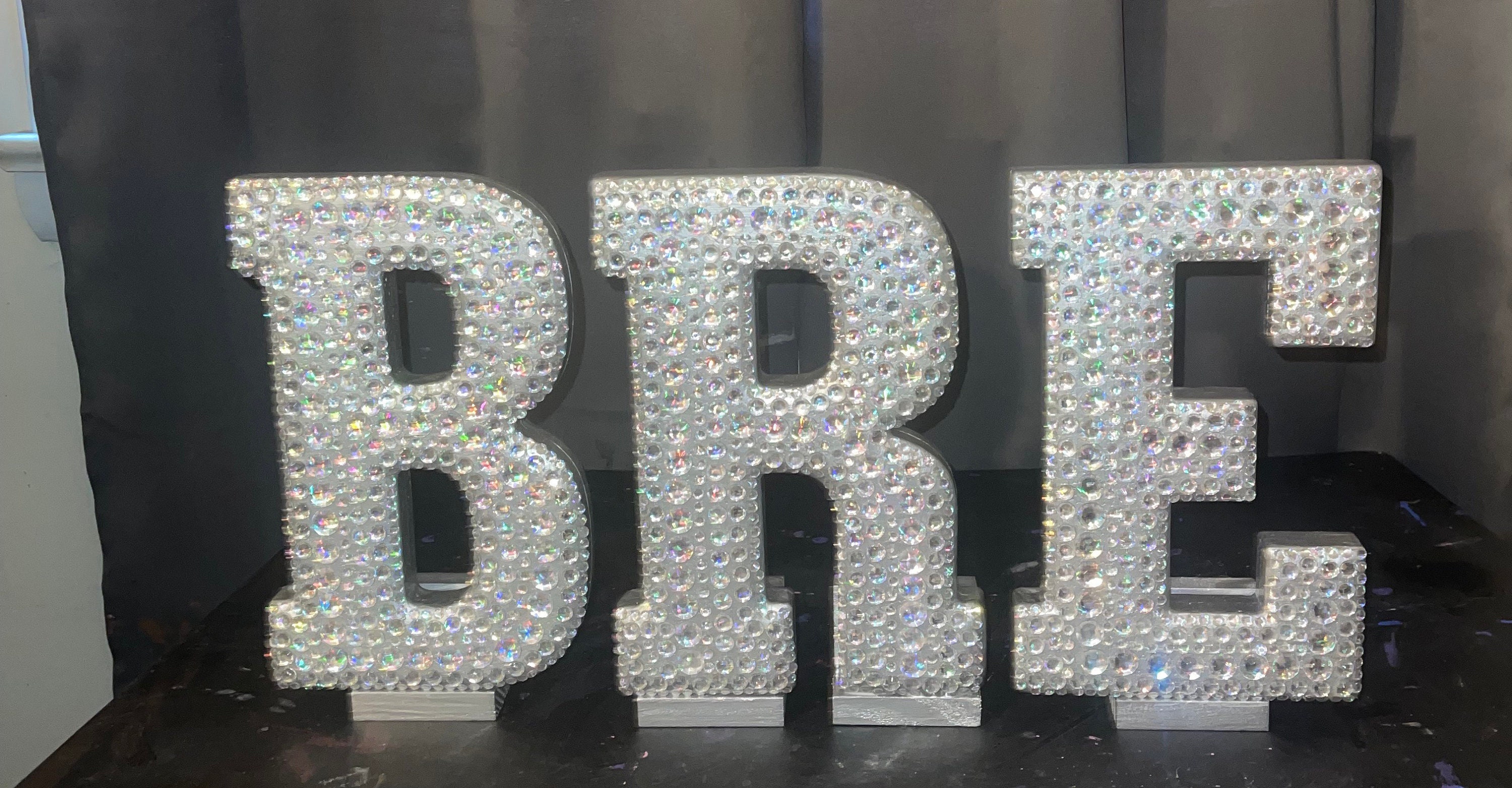 Letters (blinged Silver W Clear Iridescent Gems) (without Stands) - Etsy