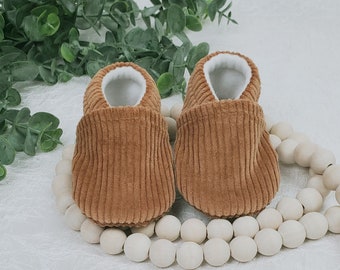 Tan Corduroy Baby Moccasin, Baby Moccasin, Baby Shower Gift, Soft Baby Shoes, Baby Boy Moccs, Baby Girl Moccs, Baby Booties, Brown Corduroy