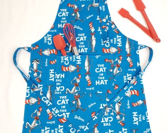 Cat in The Hat Kids Apron, Dr.Suess Kids Apron, Toddler Kitchen Apron, Kids Apron, Play Kitchen Apron, Baking Apron, Boys Apron, Girls Apron