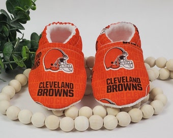 Cleveland Browns Baby Moccasins, Baby Shoes, Baby Gift, Soft Shoes, Baby Booties, Baby Moccs, Slippers, Browns, Cleveland Browns