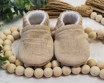 Tan Baby Moccasin, Baby Moccasin, Baby Shower Gift, Soft Shoes, Baby Booties, Baby Girl Moccasin, Baby Boy Moccasin, Gender Neutral, Taupe