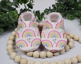 Rainbow Baby Moccasins, Baby Moccasins, Soft Shoes, Crib Shoes, Baby Shower Gift, Baby Booties, Baby Moccs, Baby Gift