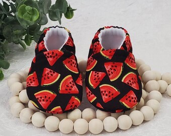 Watermelon Baby Moccasin, Baby Moccs, Baby Shower Gift, Baby Shoes, Soft Shoes, Baby Booties, Baby Slipper, Watermelon, Baby Moccasin