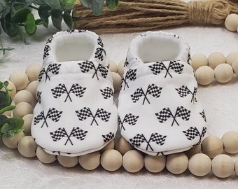 Race Flag Baby Moccasin, Baby Moccasin, Checkered Race Baby Moccasin, Car Race, Baby Booties, Girl Baby Moccasin, Boy Baby Moccasin,