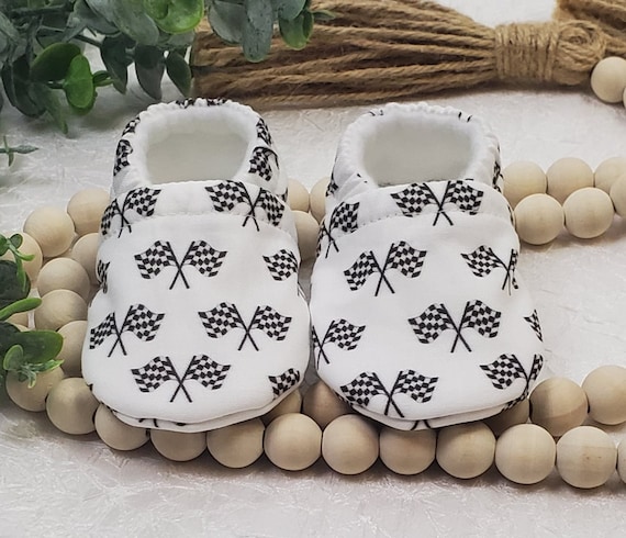 Race Flag Baby Moccasin, Baby Moccasin, Checkered Race Baby Moccasin, Car Race, Baby Booties, Girl Baby Moccasin, Boy Baby Moccasin,