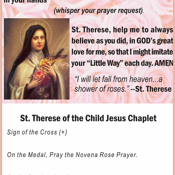 St Therese Chaplet  virtual prayer cards