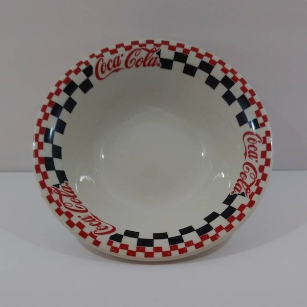 Coca-Cola Bowl, Gibson Bowl, Checkerboard Pattern, Collectible Bowl, Salad Bowl, Coca Cola vintage, Coca Cola, Serving Bowl, Red Bowl, Bowl