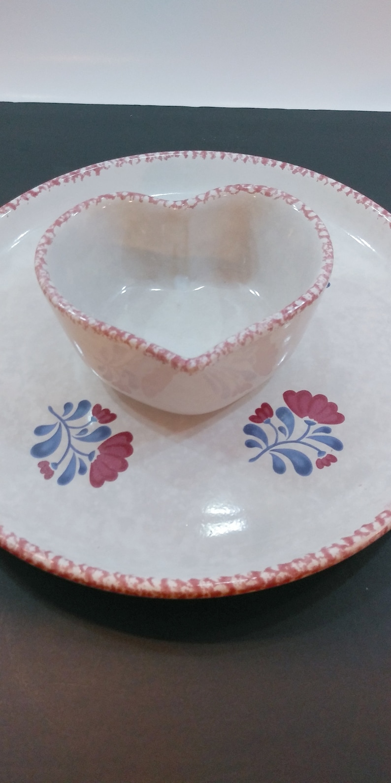 Chip and Dip Set Floral Pottery Snack Tray Country Pottery Etsy