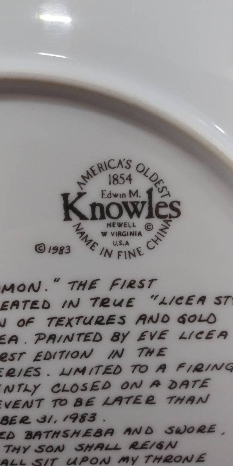 Wall Decor Bathsheba and Solomon Plate Collectible Plate