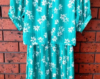 1980s/1990s Blusa/vestido floral vintage plisado