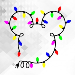 Mickey head with Christmas Lights SVG, Christmas svg, Eps, Png, Mickey&#39;s Christmas Party, Mickey&#39;s Very Merry Christmas