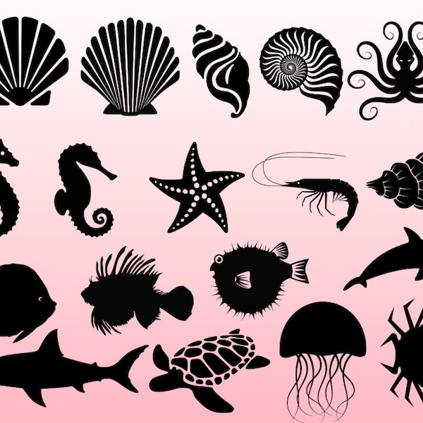 Ocean svg bundle, under the sea svg, seashell svg, beach svg, shell svg, ocean animals svg, shells clipart, sea shell cut files