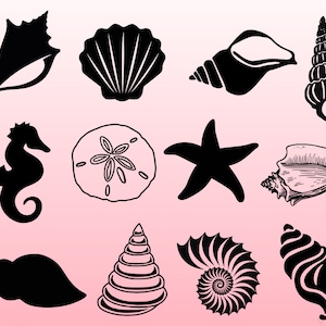 Sea shell bundle svg, seashell svg, beach svg, shell svg, seahorse svg, starfishsvg,  shells clipart, sea shell cut files, png, eps