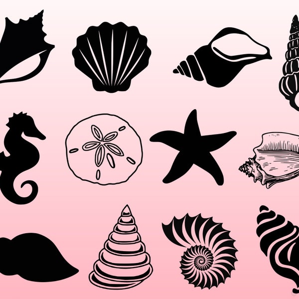 Sea shell bundle svg, seashell svg, beach svg, shell svg, seahorse svg, starfishsvg,  shells clipart, sea shell cut files