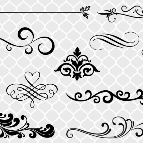 Flourish SVG Bundle, Flourish clip art, Flourish png, Flourish cut files, clipart, svg files for silhouette, svg files for cricut