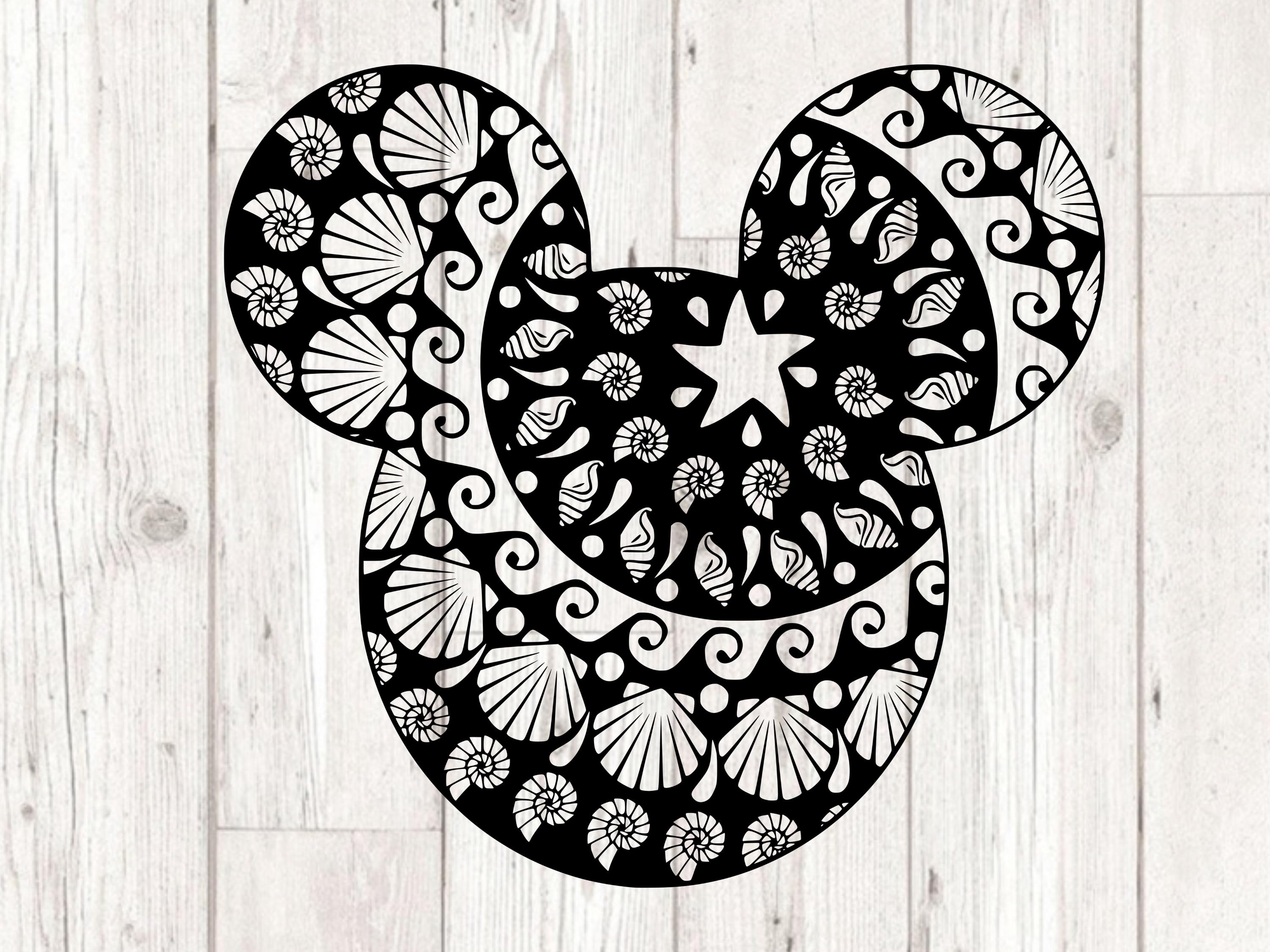 Mickey Zentangle Svg Mandala Wall Art Seashells Clipart Mickey