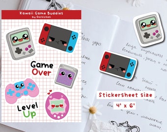 Foglio adesivi per console di gioco Kawaii: adesivi Bujo lucidi