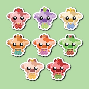 Mucca di frutta Kawaii / Adesivi di mucca / Adesivi di frutta / Mucche carine / Stazionario Kawaii / Adesivi di latte di frutta / Fatto a mano / Bottiglia d'acqua / Dorkichan