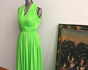 Vintage Green 1970s Maxi Dress Size S/M