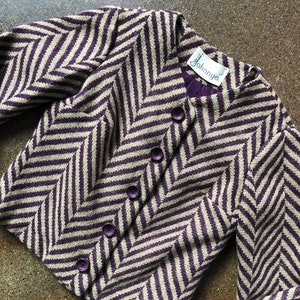 1950s 1960s Mohair Jacket w Chevron Pattern ~ 34” Chest