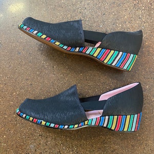 1940s 1950s Rainbow Platform Wedge Shoes Size 9 ~ NOS Deadstock
