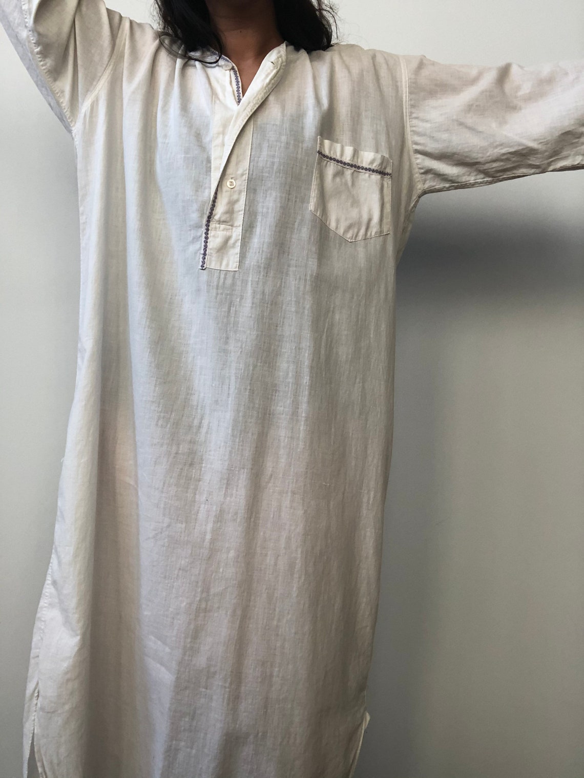 Antique Vintage 1900s 1910s White Cotton Mens Nightshirt | Etsy