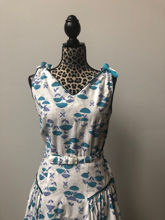 1940s Novelty Print Dress ~ Cotton Fit and Flare … - image 1