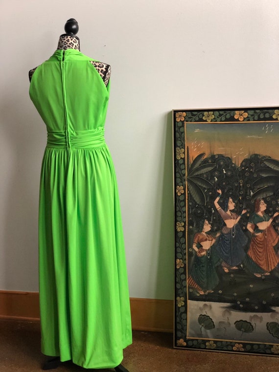 Vintage Green 1970s Maxi Dress Size S/M - image 7