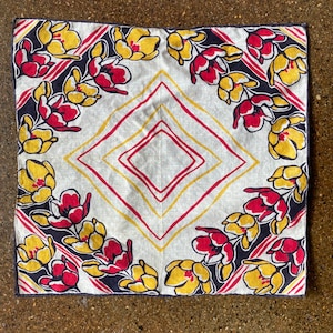 CLOSEOUT SALE Vintage 1920s 1930s Art Deco Geometric Floral Handkerchief