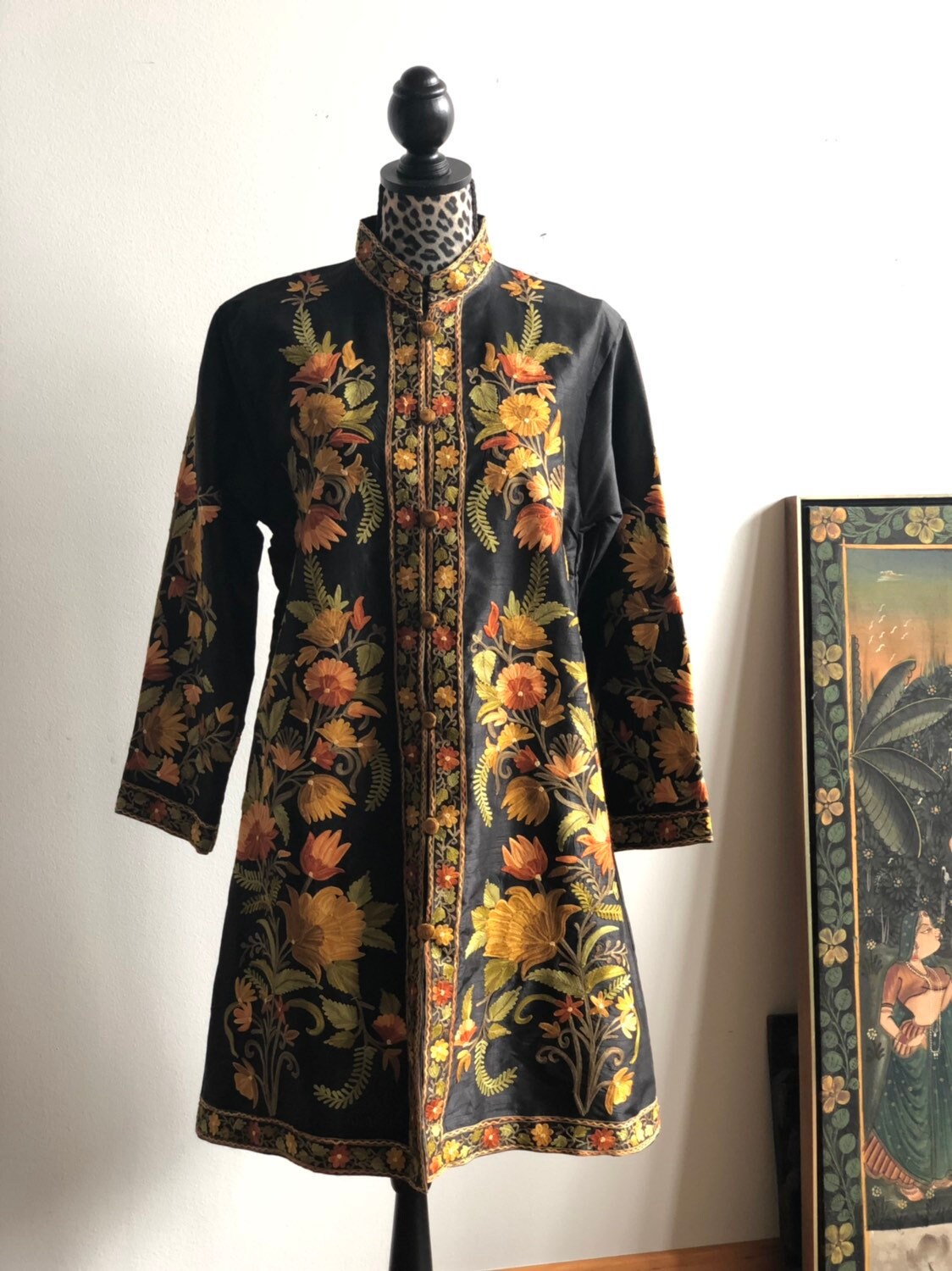 black silk duster coat