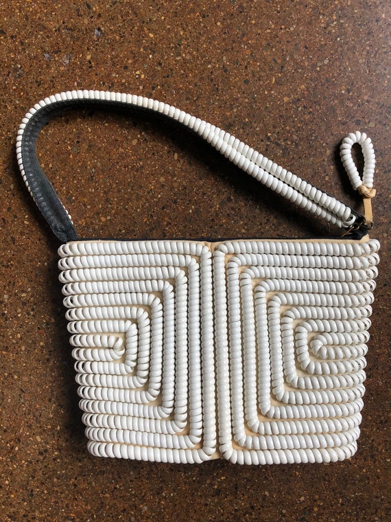 Vintage 1940s 40s WW2 White Telephone Cord Coil Pu