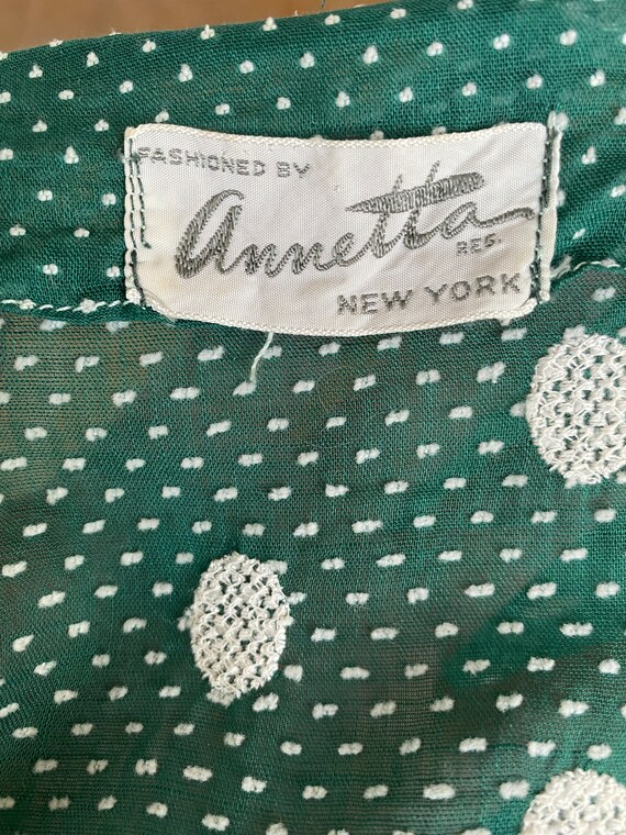 Vintage 1940s 1950s Gorgeous Green Polka Dot 3-pc… - image 8