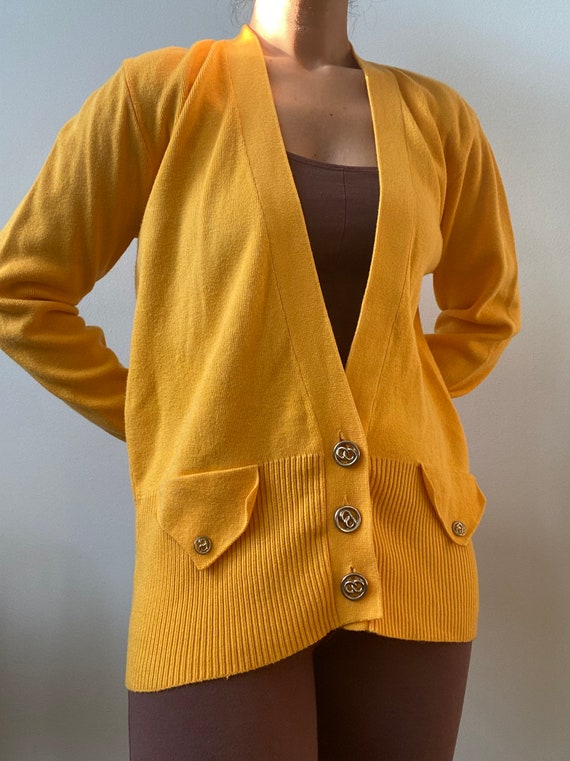 1990s Vintage Cardigan w Envelope Pockets - image 2