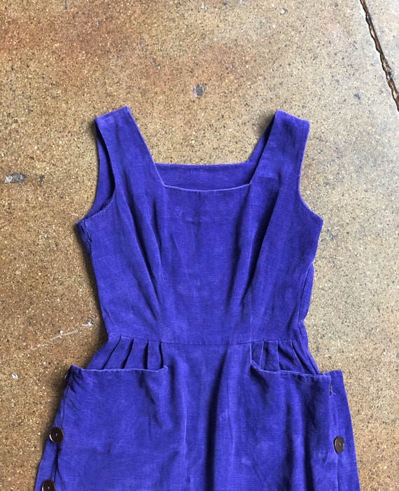 Vintage 1940s 1950s Purple Corduroy Wiggle Dress w