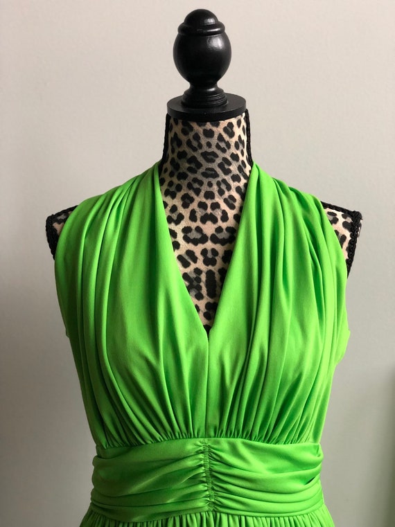 Vintage Green 1970s Maxi Dress Size S/M - image 5