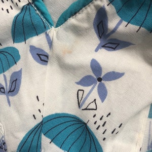 1940s Novelty Print Dress Cotton Fit and Flare Umbrellas Vtg 40s 50s Pinup Sundress image 9