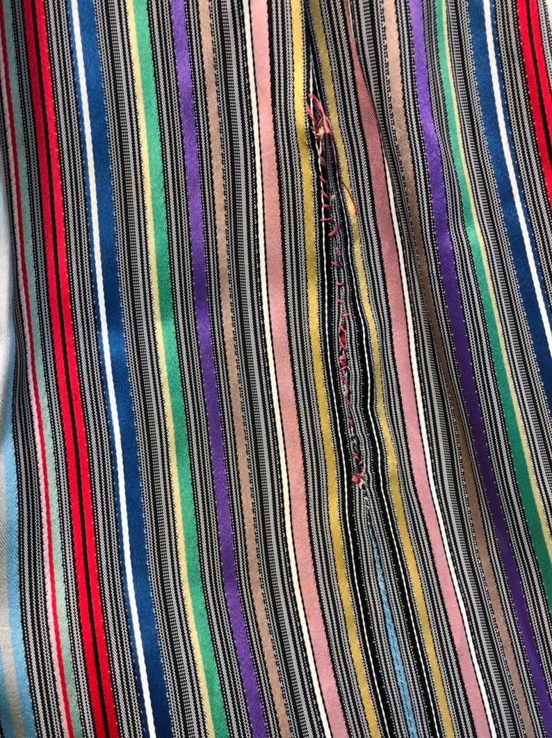 Vintage Rainbow Dress 1940s 1950s Satin Ribbon Stripes 28Waist image 8