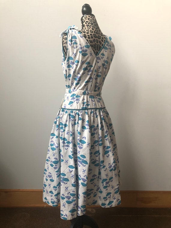 1940s Novelty Print Dress ~ Cotton Fit and Flare … - image 5