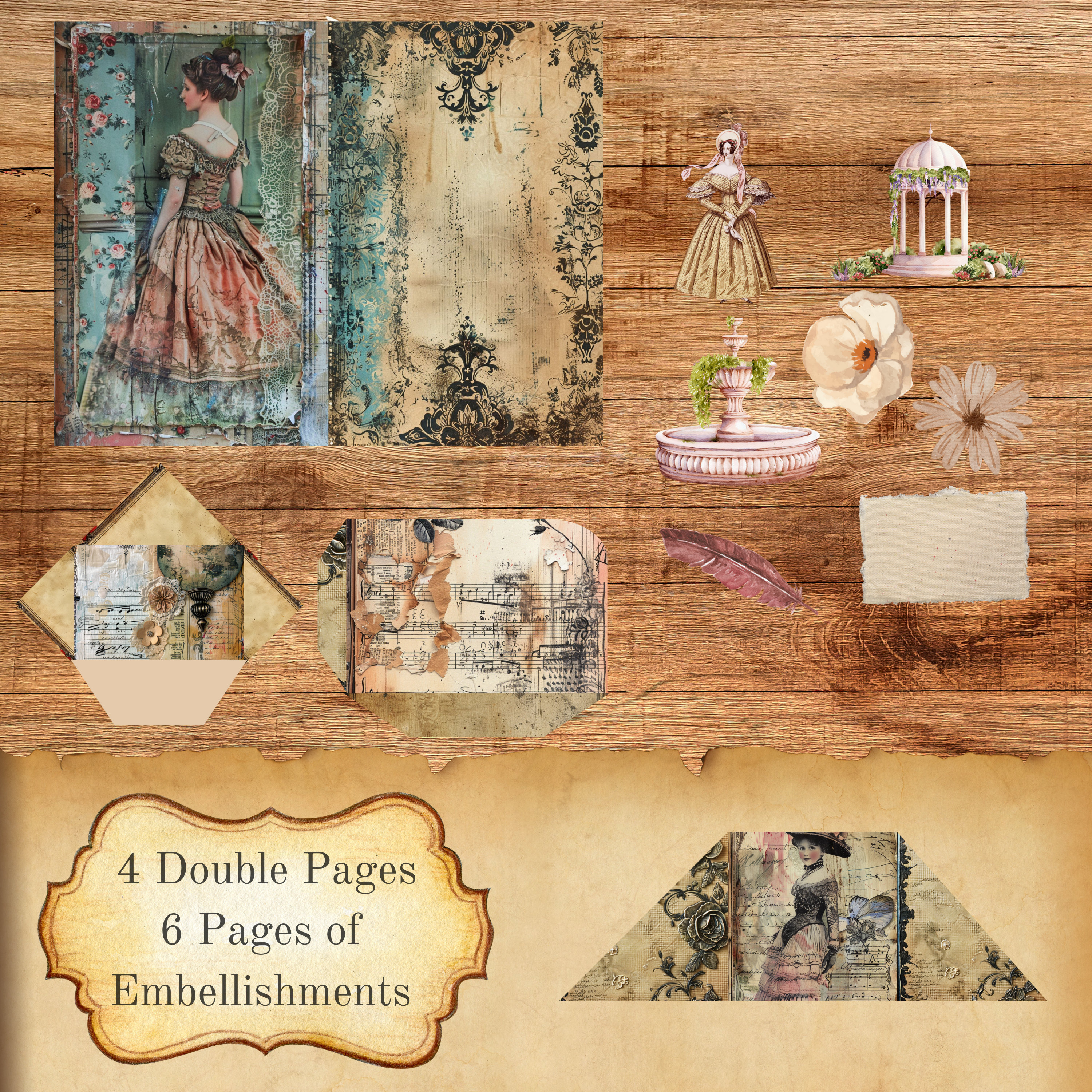 Victorian Junk Journal Ephemera Pack, Vintage Style Scrapbook Supplies ...