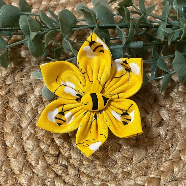 Bee Happy!  Collar Flower!  Flower for the Collar or Harness!  Dog Collar Accessory!